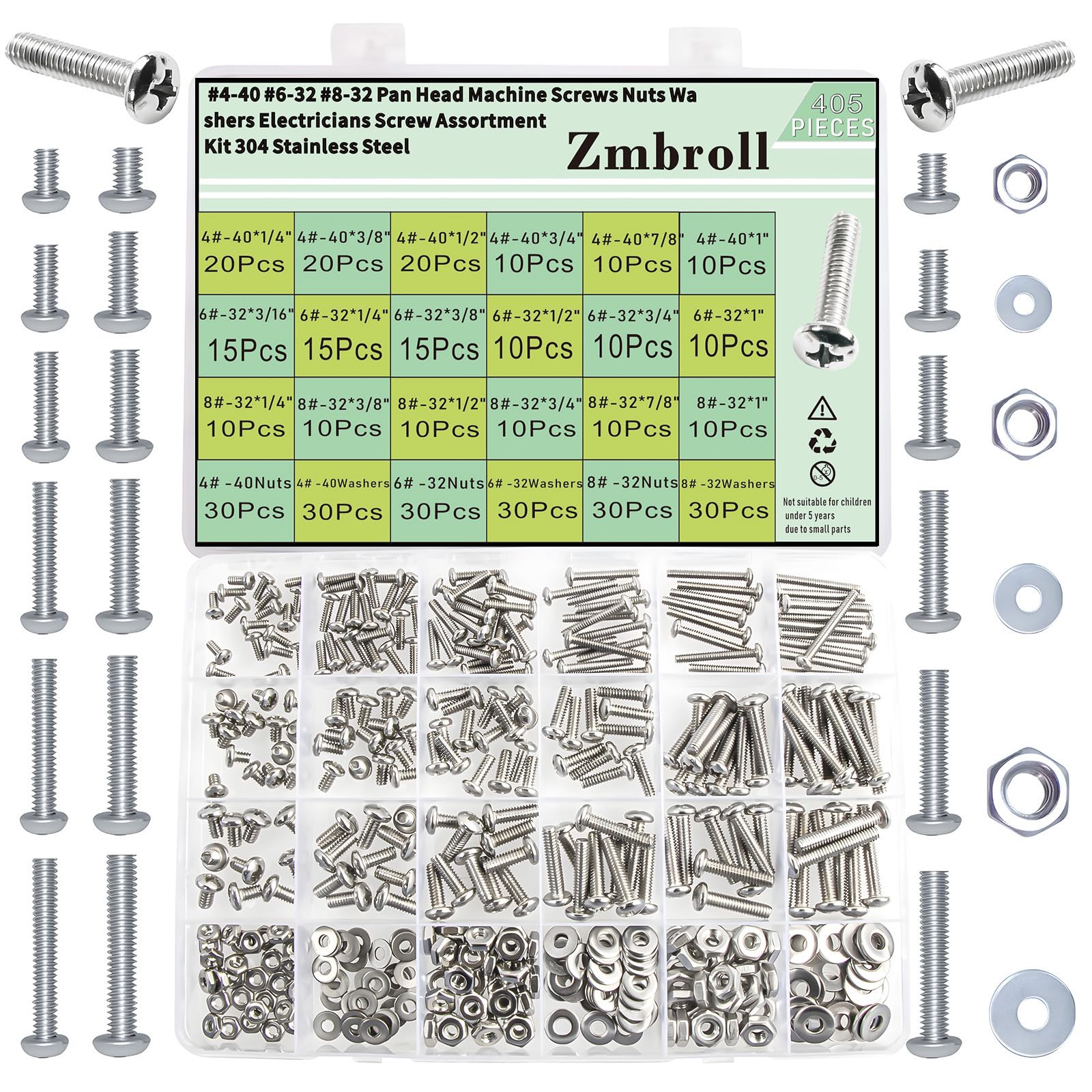 Amazon.co.jp: Zmbroll なべ頭小ネジ #4-40#6-32#8-32 ナット